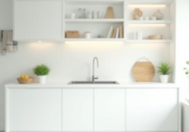 A clean, organized organic kitchen representing our hygiene standards